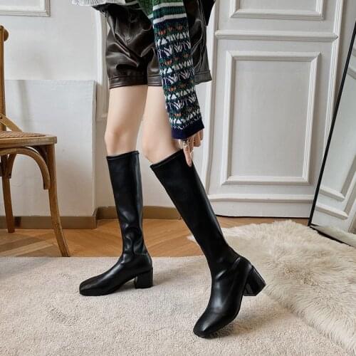2021 Fashion Women Boots Winter Heels Quality Long Comfort Mujer Thigh High Boot Botas Mujer Zipper Knee-high boots