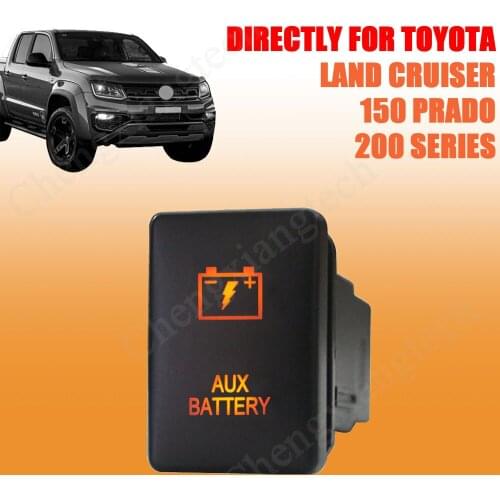 Orange Led Light Car Push Button Switch On Off AUX BATTERY For Toyota 2015 Hilux Prado 150 200 Rav4 + Wire