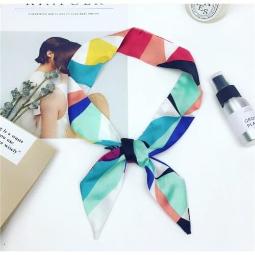 2021 new small long strip ladies summer scarf silk 100% fashionable handbag scarves turban headband N14