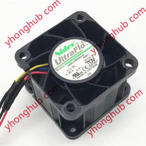 Nidec V40S12BGA5-57 DC 12V 0.40A 40x40x28mm 4-Wire Server Cooling Fan