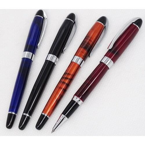 4PCS Baoer Metal 517 Vintage Rollerball Pen with Silver Clip Medium Point Beautiful Pattern Writing Set for Office Business