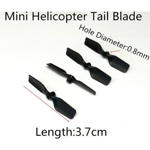 4pcs Free Shipping 3.7cm 37mm 0.8mm Tail Blade Rotor Prop For Mini R/C Helicopter Copter Spare Parts