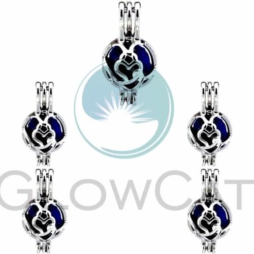 5X Circular Heart Pearl Cage Locket Pendants Aromatherapy Essential Oil Diffuser Locket For DIY Necklace Jewelry