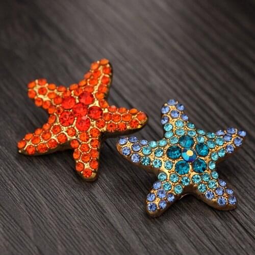 6pcs/lot New Snap Button Jewelry Snap Jewelry Rhinestone Starfish 18mm Snap Buttons Fit Snap Button Necklace Women DIY Jewelry