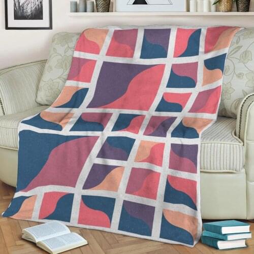 Abstract Geometric Pattern 3D Printed Velvet Plush Throw Fleece Blanket Bedspread Sherpa Blanket Home Decora