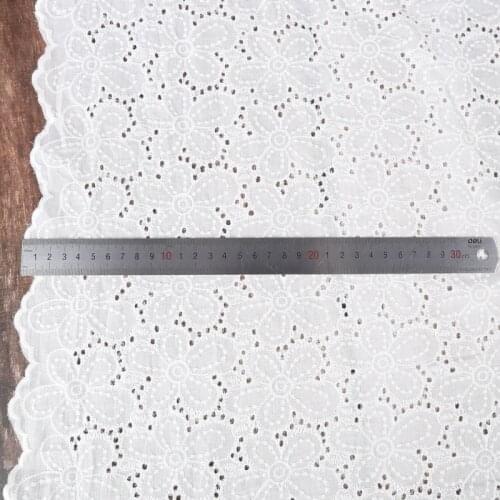 White Floral Hollow Lace Cloth Embroidered Womens Summer Cotton Cloth Hollow Lace Fabric