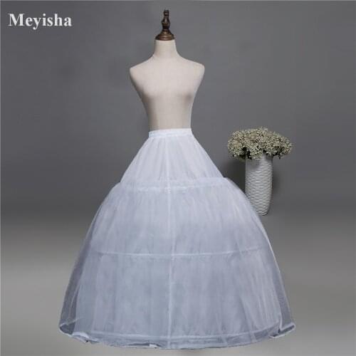Free Shipping ! Hot Sale 3 Hoops Bone A Line Bride Petticoat Wedding Skirt Slip Crinoline