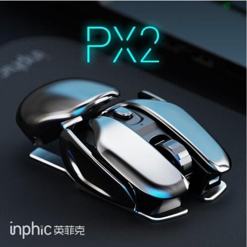 Inphic PX2 2.4GHz wireless Mouse Concept USB charging metal mouse Electroplated Space-grey aluminum alloy mute Game work mouse