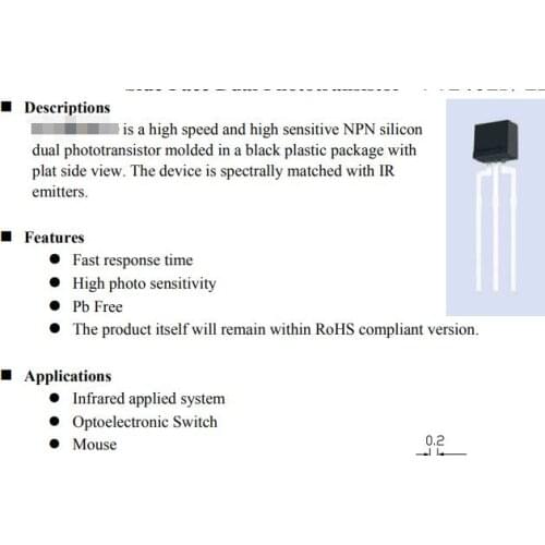 Side face Dural phototransistor for infrared applied system
