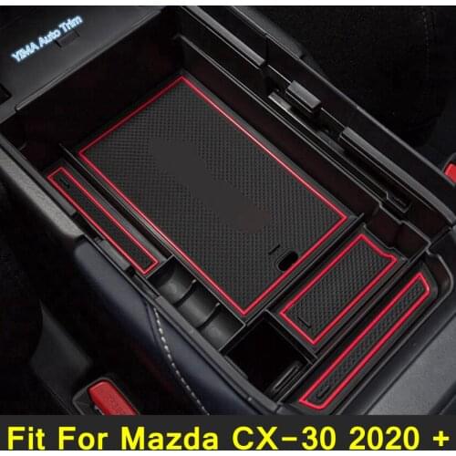 Central Armrest & Front Door Storage Container Phone Case Box Cover Trim Plastic Car Organizer Fit For Mazda CX-30 2020 2021