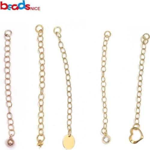 Beadsnice ID39983smt2 2pcs/lot Gold Filled Extension Chain for Diy Jewelry Accessories Handmade Connector Chain