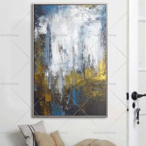 Heavry YD Yellow Blue New Style Wall Art Abstract Oil Painting 100% Handpainetd Oil Painting Picture On Canvas Home Decoration
