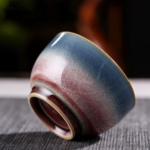 Ceramic Colorful Master Cup Creative Ice Crack Glaze Teacups Pigmented Kung Fu Water Cups Traditional Chinese Tea Bowl Drinkware