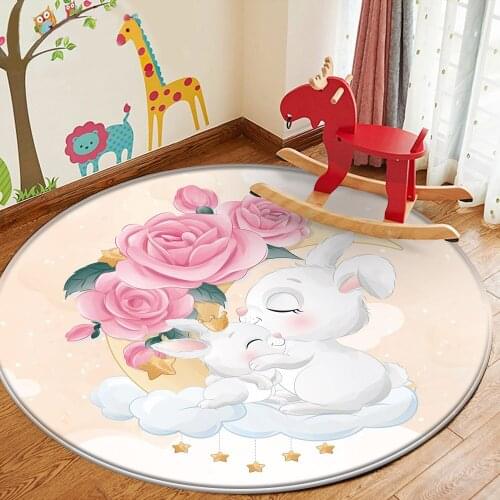 Baby Play Mat Fashion Children Carpet Non-Slip Cute Cartoon Rabbit Yellow Picture Children Flannel Carpet Baby Hand Print Carpet