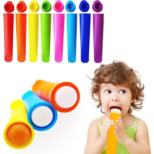 Colorful Silicone Ice Tube Mold with Lids DIY Ice Cream Yogurt Popsicle Jelly Maker Tray Mould Summer Kitchen Accessories