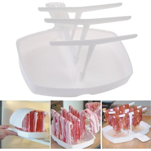 Microwave Bacon Rack with 3 Brackets Durable Heat Resistant Reusable Easy Operation Easy to Clean for Kitchen Hot