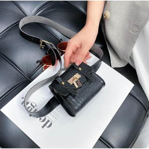 Mini Waist Bag Female Crocodile Pattern Belt Purse Small Messenger Bag Fashion Crossbody Waist Packs Girl Ladies Portable Wallet