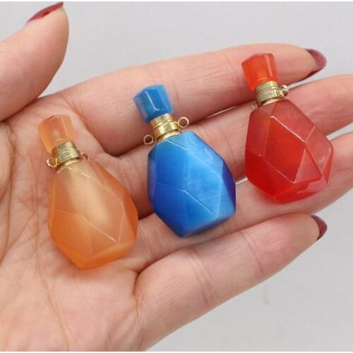 Natural stone Perfume Bottle Pendant Essential Oil Diffuser Exquisite Charms For Jewelry Making DIY Necklace Accessories