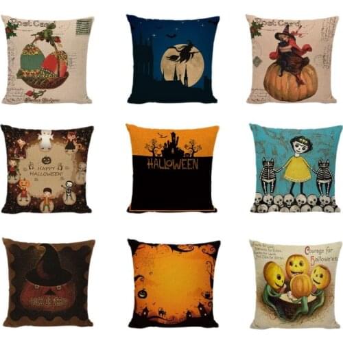 Happy Halloween Gift Cushion Covers Retro Pumpkin Light Black Cat Bat Pillowcase Home Decor Couch Car Throw Pillow Cover 45x45cm