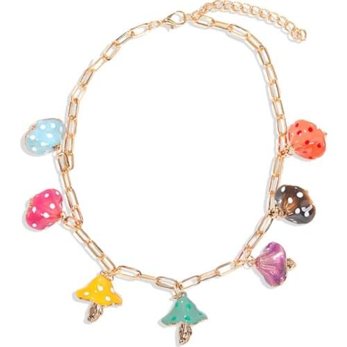 2020 New Big Shell Conch Pendant Choker Necklace for Women Colored Stone Blue Rhinestone Mushroom Fashion Desing Necklace Gift