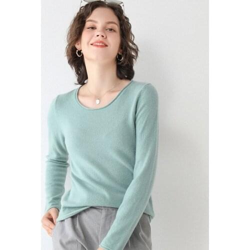 LHZSYY2020 Autumn Winter New Round Neck Cashmere Sweater Women“ Casual Pullover Knit Base Shirt Long Sleeves 100%Pure Wool Short