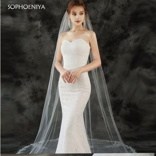 2021New Arrival Tulle 3 Meters Single Layer Long With Hair Comb Fine Wedding Dress Brides Head Vils Simplicity White