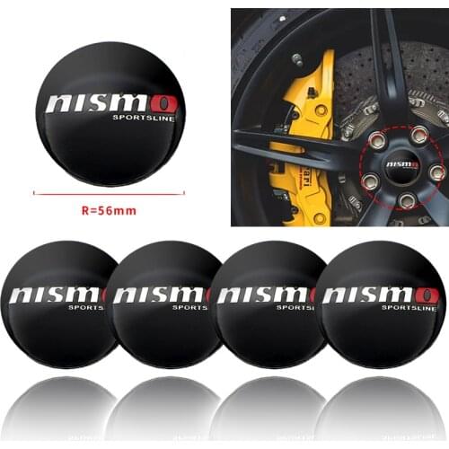 Nstar 4pcs 56mm black Car Wheel Center Badge Emblem Sticker For NISMO Nissans Tiida Teana Skyline Juke X-trail Almera Qashqai