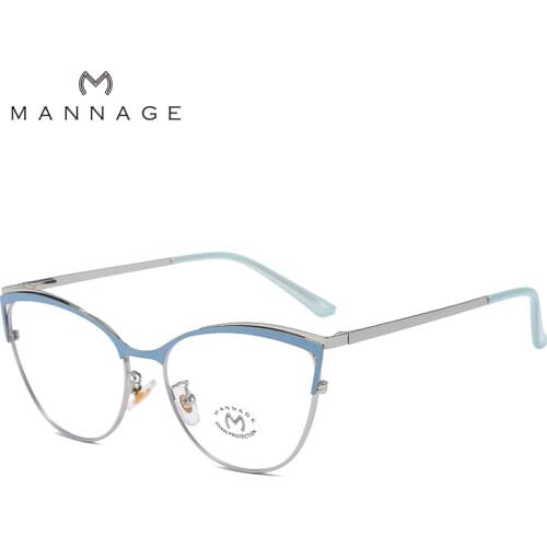 Double Color Metal Cat Eye Glasses Frames Men Women Optical Computer Glasses Fashion Accessories