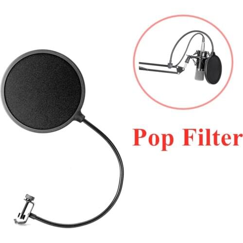 Pop Filter Durable Double Layer Windscreen Studio Microphone Flexible Wind Screen Mask Mic Bilayer Shield for Speaking Recording
