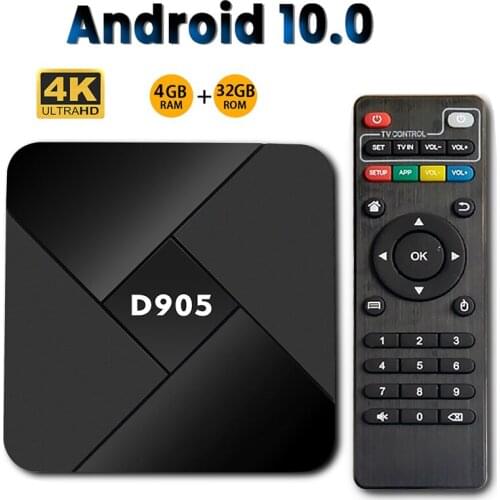 NEW D905 Smart TV Box Android 10.0 4GB 32GB Wifi 2.4G 4K Amlogic S905 Youtube Android TV BOX Set Top Box Home Video Media Player