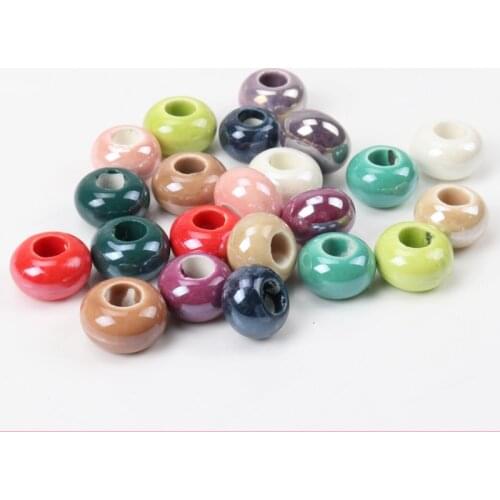 Mix Colorful Porcelain Material Ceramic Round Beads Spacer Beads For Decoration Jewelry Handmade Accessories 15x9mm 10pcs