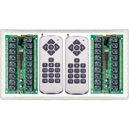 DC12V 18CH Relay Remote Switch 2* Receiver 18 Button Remote 2*Transmitter Contact RX TX ASK Light Lamp Smart Home Wireless