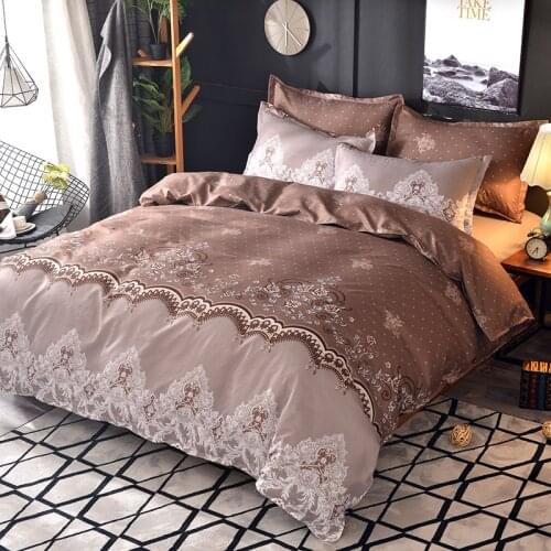 Luxury Lace Bedding Set Duvet Cover King Size Pillowcases Bedclothes Queen Comforter White/Brown/Red/Blue/Gray/Purple