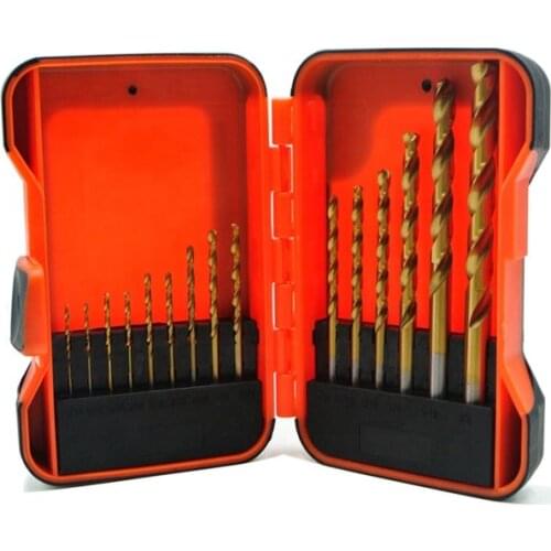 SATC 25 Boxes Din338 Grey Finish with Tin Coated Twisted HSS Drills Bit Sets, 15pcs