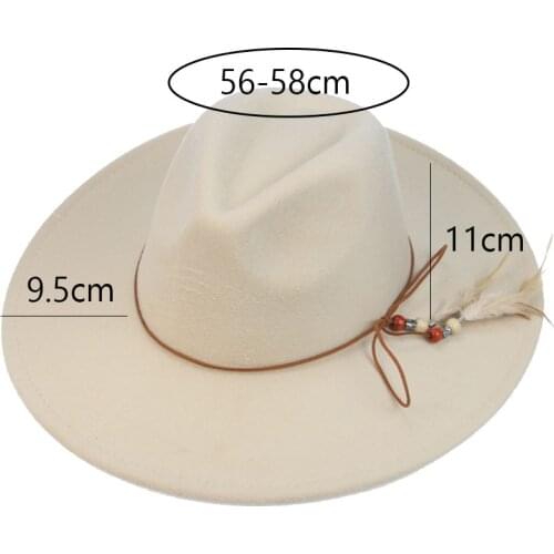 Fedora hats big brim 9.5m band belt rope feather women hat luxury panama formal outdoor winter hats for women sombreros de mujer