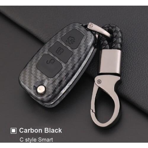 Jingyuqin 10x Carbon + Silicone Key case For Ford Focus 2 3 MK3 ST RS Ecosport Fuga Escape Fiesta Fold Fey 3BTN Car Key Cover