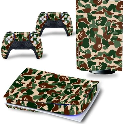 Camouflage PS5 Standard Disc Edition Skin Sticker Decal Cover for PlayStation 5 Console & Controller PS5 Skin Sticker Vinyl
