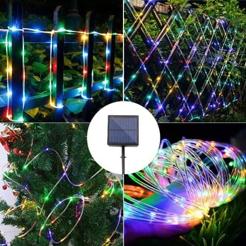 100/200Led Solar Rope Tube String Lights Garland Outdoor Waterproof Garden Lamp Holiday Lights Christmas Tree Wedding Yard Decor