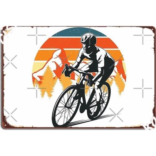Cycling Design With Mountain Background Badge Metal Plaque Poster Club Mural Painting Create Club Bar Tin Sign Poster