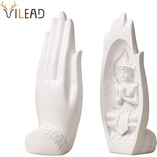 VILEAD Paired Meditation Buddha Statue Sculpture Handmade Artwork Figurines for Interior Esotericism Room Decoration Tabletop