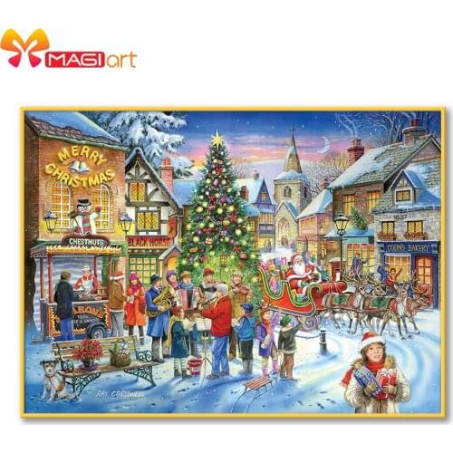 Cross stitch kits Embroidery needlework sets 11CT water soluble canvas patterns 14CT Full Merry Christmas Town NCMC112