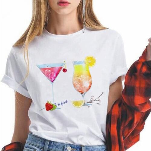 Fruit Juice Women T-shirt Lemon Strawberry Juice Printed Animated Clothing Top Cartoon Gorgeous Tee High Quality O-Neck Tshirt
