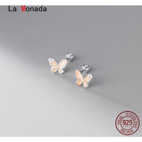 La Monada Small Stud Earrings For Women 925 Sterling Butterfly Woman Earring Korean Nut Silver 925 Earring Jewelry Female Insect