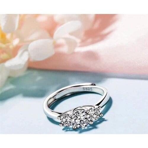 Sole Memory Exquisite Fashion Zircon Sweet 925 Sterling Silver Female Resizable Opening Rings SRI383