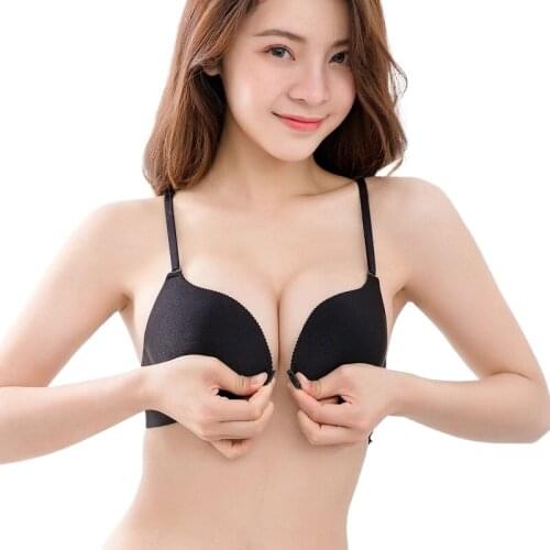 Women lingerie One-piece Unmarked Bra Sexy Small Breast Thickened Close Underwear Beauty Back Bra Buckle Back Underwear 2365