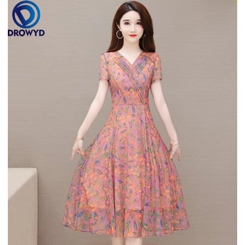 Summer Beach Green Print Chiffon Dress for Women 2021 Fashion Short Sleeve V-neck Bodycon Dress Elegant Boho Party Dress Vestido