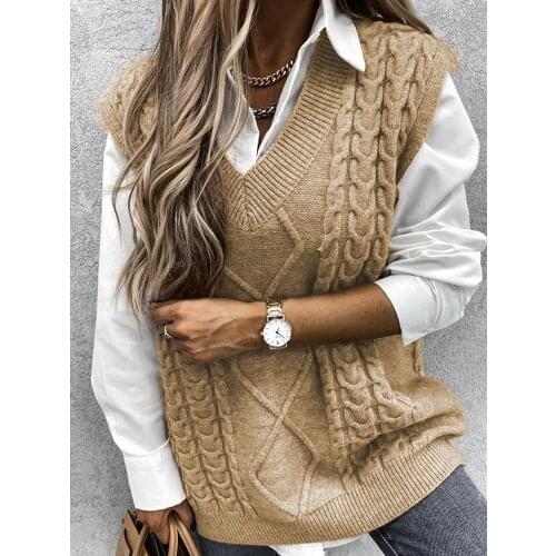 Twist Pullover Sweater Vests for Women Winter 2020 Vintage V-Neck Knitting Korean Female Sleeveless y2k Vest Tops