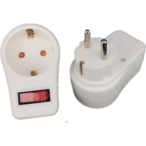 1PCS European Type Conversion Plug 1 TO 1 Way Power Adapter Plug adaptor With Switch 16A AC 250V EU Travel Plug Socket EU Plug