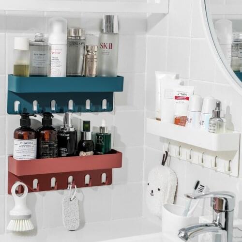 1 pcs Wall-mounted Bathroom Shelves Toilet Storage Rack For Kitchen Storage Bath Organizer Bathroom Accessories Without Drill