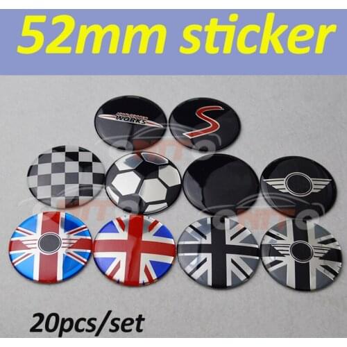 20pcs 100% new Epoxy Car Decoration Decal Lbel Sticker 52mm 5.2cm for Mini R50 R52 R55 R56 R57 R58 R59 R60 R61 F55 F56
